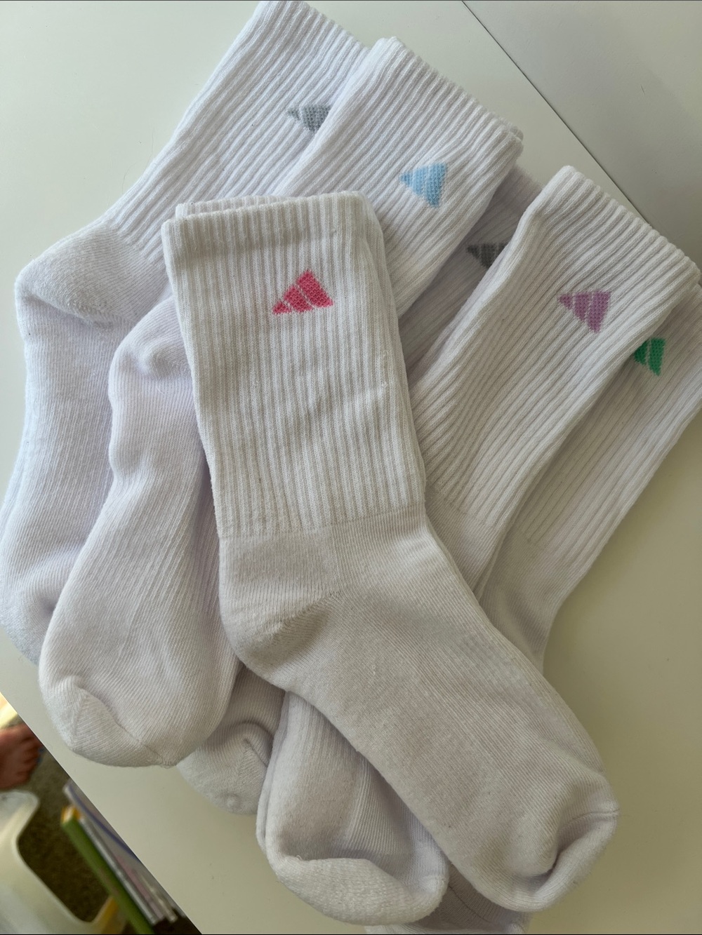 6 Pair adidas Women’s Athletic Cushioned White Crew Socks